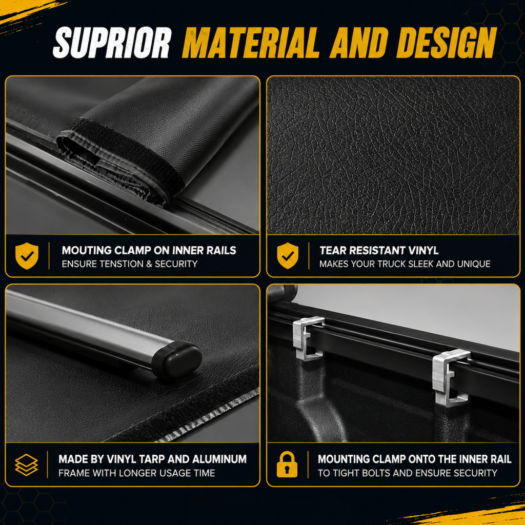 2000-2006 Toyota Tundra Soft Roll Up 6.5FT Bed Tonneau Cover Vinyl Waterproof with LED Light