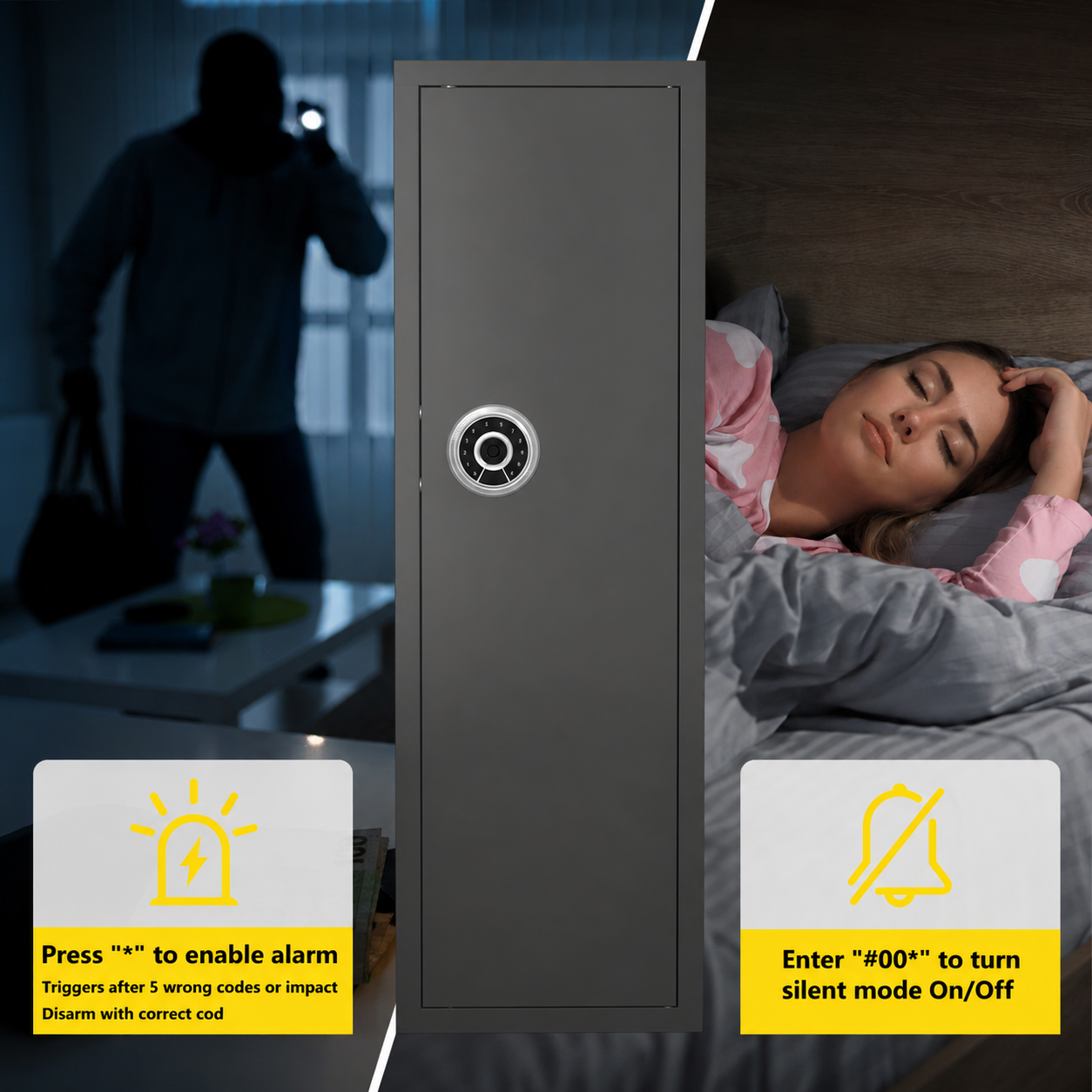 Biometric Gun Safe For Rifles And Pistols 12-15 Large Gun Cabinet with Fingerprint & Digital Keypad Adjustable Shelves