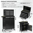 2-in-1 Detachable Rolling Tool Box 5-8 Drawers Lockable Chest Storage Cabinet Garage Workshop