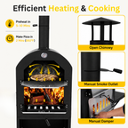Outdoor Portable Pizza Oven Wood Thermometer Steel Grilled Barbecue Backyard Camping
