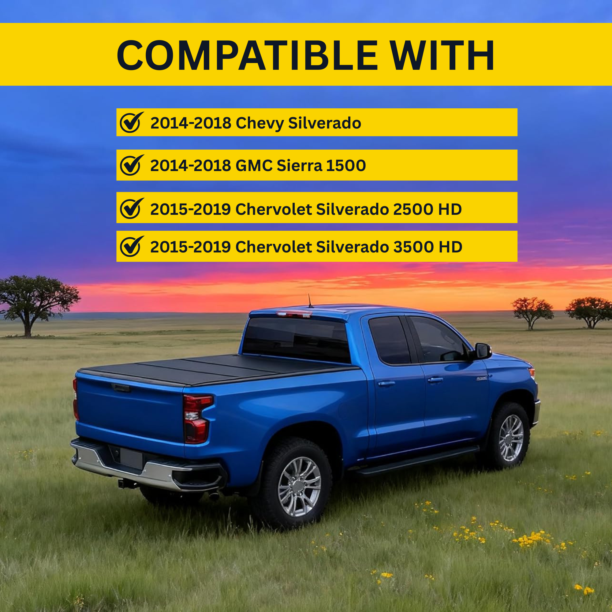 Low-Profile Hard Tri-Fold Tonneau Cover 6.6FT Truck Bed With Track System
