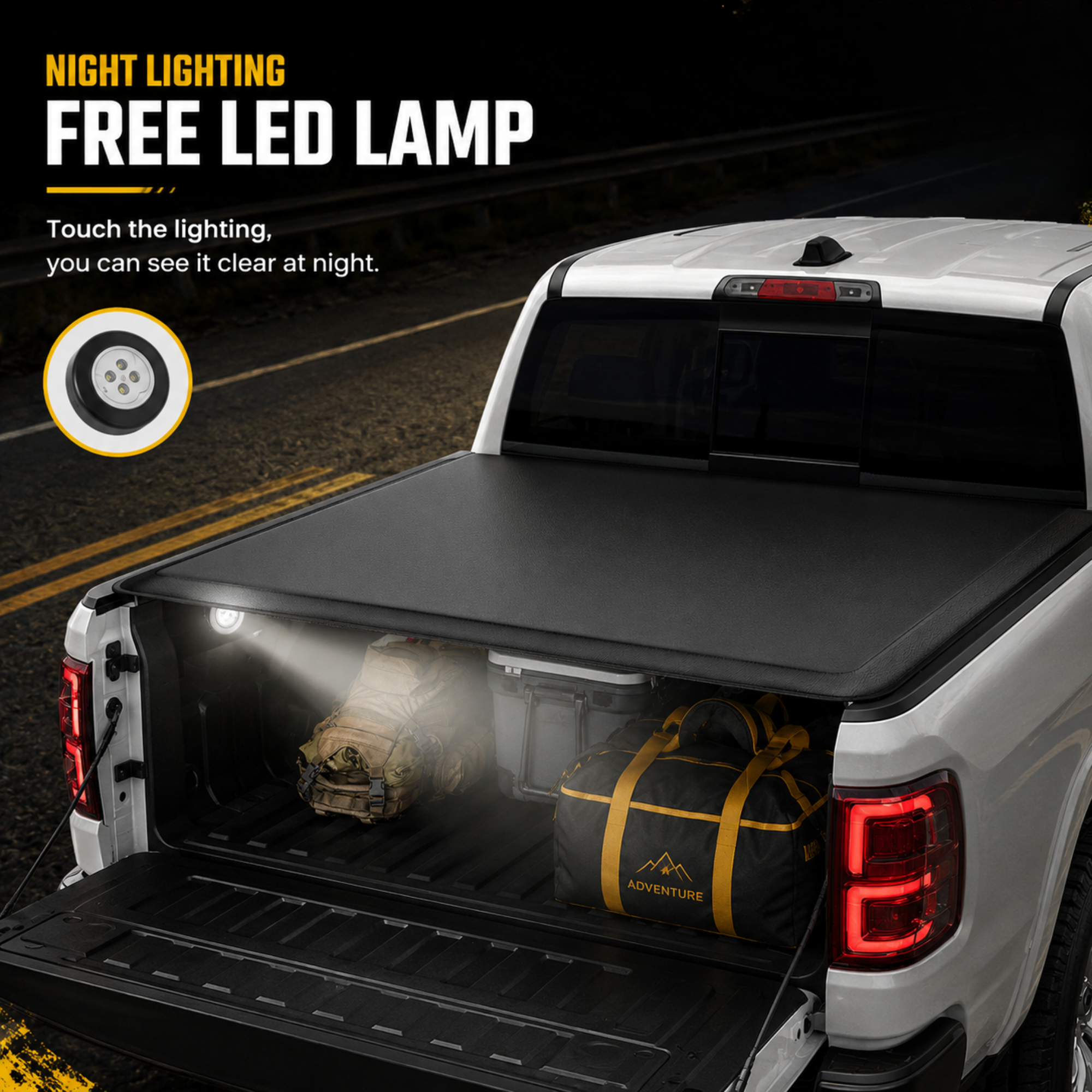 2000-2006 Toyota Tundra Soft Roll Up 6.5FT Bed Tonneau Cover Vinyl Waterproof with LED Light