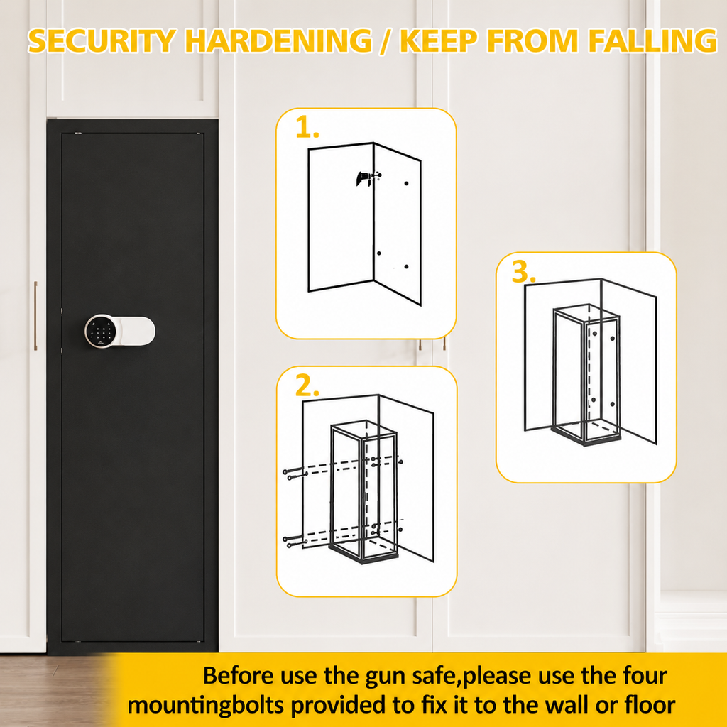 12-15 Gun Safe for Rifles and Pistols Anti-Pry Steel Digital Keypad Lock Adjustable Shelves Secure